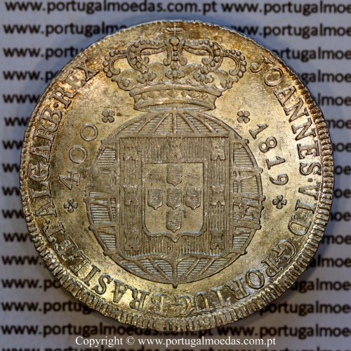 Cruzado Novo prata 1819 D. João VI — Anverso — Ref. MQ.4D.AG.J6.12.02.A2 — Estado: Soberba