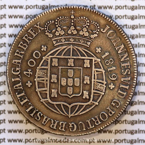 Portugal 1819 Cruzado Novo silver, King João VI — Obverse — Ref. MQ.4D.AG.J6.12.11.A6 — Grade: VF+