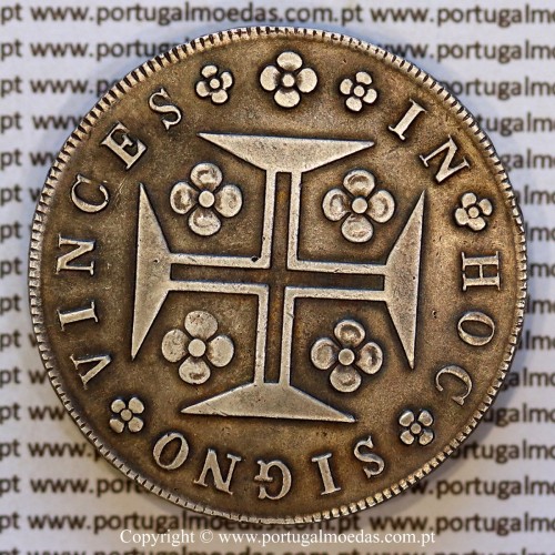 Portugal 1819 Cruzado Novo silver, King João VI — Reverse — Ref. MQ.4D.AG.J6.12.11.A6 — Grade: VF+