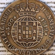 Cruzado Novo prata 1819 D. João VI — Detalhe da coroa alta e diadema tipo 13 — Ref. MQ.4D.AG.J6.12.11.A6 — Estado: MBC+