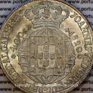 Cruzado Novo prata 1820 D. João VI — Detalhe da coroa baixa — Ref. MQ.4D.AG.J6.12.03.A1 — Estado: Soberba