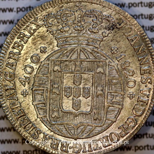 Portugal Cruzado Novo silver 1820, King João VI — Low crown detail — Ref. MQ.4D.AG.J6.12.03.A2 — Grade: UNC