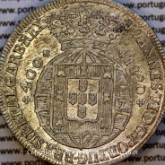 Cruzado Novo prata 1820 D. João VI — Detalhe da coroa baixa — Ref. MQ.4D.AG.J6.12.03.A2 — Estado: Soberba