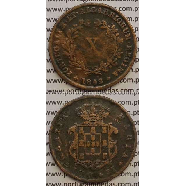 MOEDA X REIS COBRE 1842 (BC+) - D.MARIA II