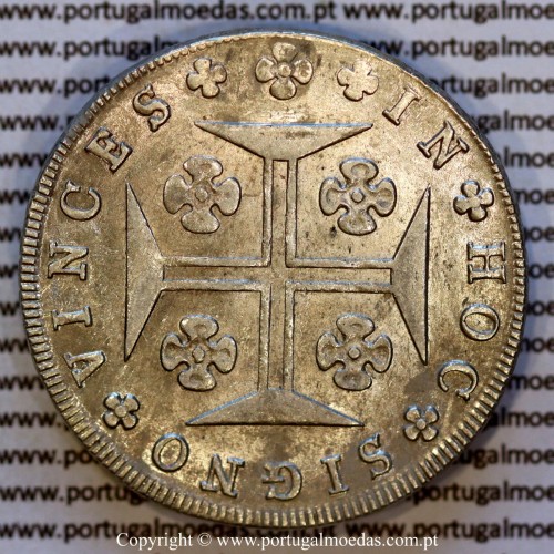 Cruzado Novo prata 1820 D. João VI (480 Réis) – Soberba – Reverso – Ref. MQ.4D.AG.J6.12.12.A1