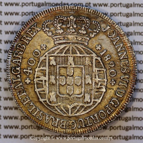 Cruzado Novo prata 1820 D. João VI (480 Réis) – MBC+ – Anverso – Ref. MQ.4D.AG.J6.12.03.A6