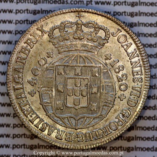 Portugal Cruzado Novo silver 1820, King João VI – UNC/AU – Obverse – Ref. MQ.4D.AG.J6.12.12.A2