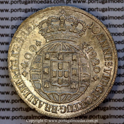 Portugal Cruzado Novo silver 1820, King João VI – UNC/AU – Obverse – Ref. MQ.4D.AG.J6.12.12.A6