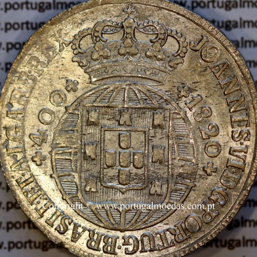 Portugal Cruzado Novo silver 1820, King João VI – UNC/AU – Obverse (detail) – Ref. MQ.4D.AG.J6.12.12.A6
