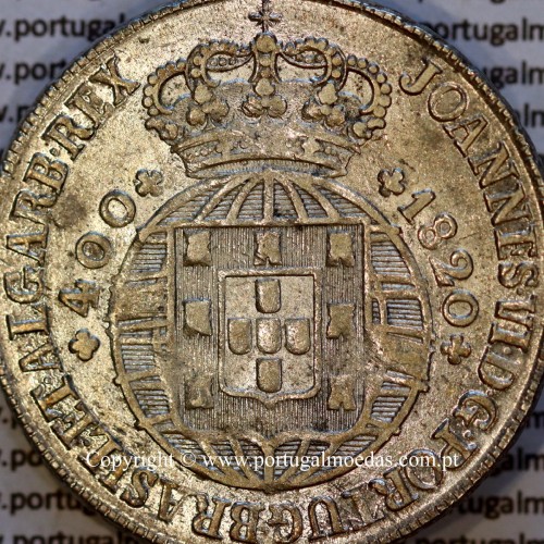 Cruzado Novo prata 1820 D. João VI – Anverso (detalhe) – Ref. MQ.4D.AG.J6.12.12.A4