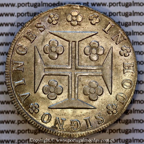 Cruzado Novo prata 1820 D. João VI – Soberba – Reverso – Ref. MQ.4D.AG.J6.12.12.A3