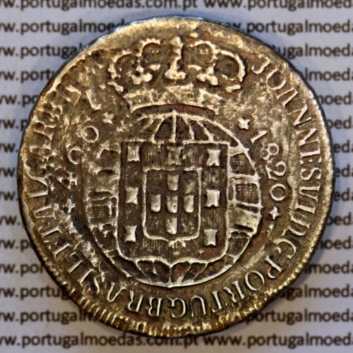 Portugal Silver Cruzado Novo 1820 – VG / Good – Obverse – Ref. MQ.4D.AG.J6.12.12.C1