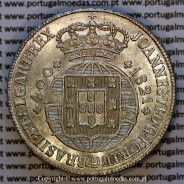 Cruzado Novo prata 1821 D. João VI — Anverso — Ref. MQ.4D.AG.J6.12.13.A1 — Estado: Soberba
