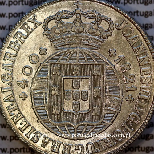 Portugal Cruzado Novo silver 1821 João VI — Obverse Detail — Ref. MQ.4D.AG.J6.12.13.A1 — Grade: UNC