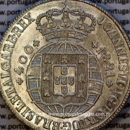 Cruzado Novo prata 1821 D. João VI — Detalhe do Anverso — Ref. MQ.4D.AG.J6.12.13.A1 — Estado: Soberba