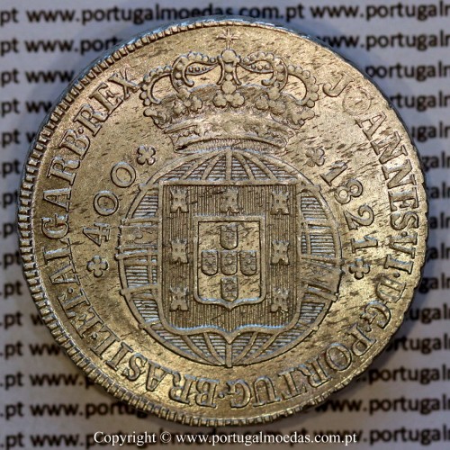 Portugal Cruzado Novo silver 1821 João VI — Obverse — Ref. MQ.4D.AG.J6.12.13.A6 — Grade: UNC