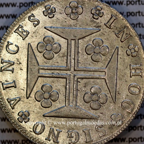 Cruzado Novo prata 1821 D. João VI — Detalhe do Reverso — Ref. MQ.4D.AG.J6.12.13.A6 — Estado: Soberba