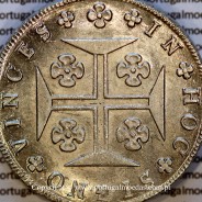 Cruzado Novo prata 1821 D. João VI — Detalhe do Reverso — Ref. MQ.4D.AG.J6.12.13.A2 — Estado: Soberba
