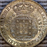 Cruzado Novo prata 1821 D. João VI — Detalhe do Anverso — Ref. MQ.4D.AG.J6.12.13.A5 — Estado: Soberba
