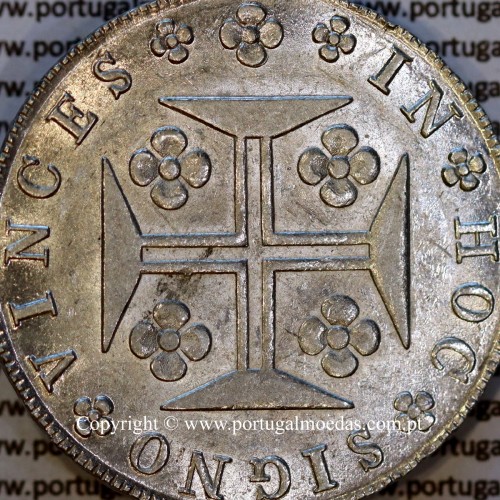 Cruzado Novo prata 1821 D. João VI — Detalhe do Reverso — Ref. MQ.4D.AG.J6.12.13.A5 — Estado: Soberba