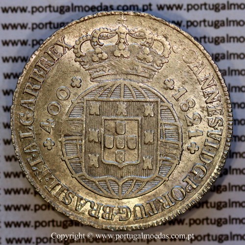 Cruzado Novo prata 1821 D. João VI — Anverso — Ref. MQ.4D.AG.J6.12.13.A9 — Bela-Soberba