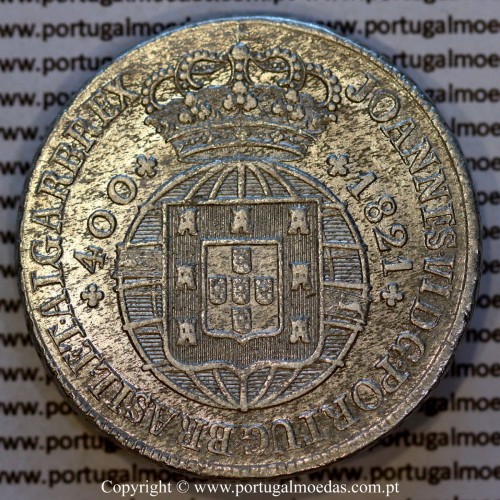 Cruzado Novo prata 1821 D. João VI — Anverso — Ref. MQ.4D.AG.J6.12.13.A7 — Soberba