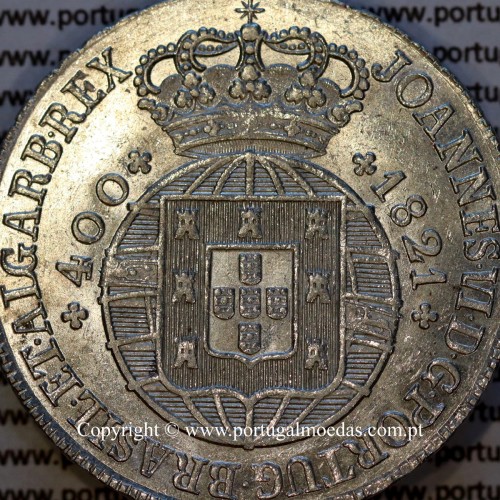 Portugal Cruzado Novo silver 1821 João VI — Obverse Detail — Ref. MQ.4D.AG.J6.12.13.A3 — Grade: UNC