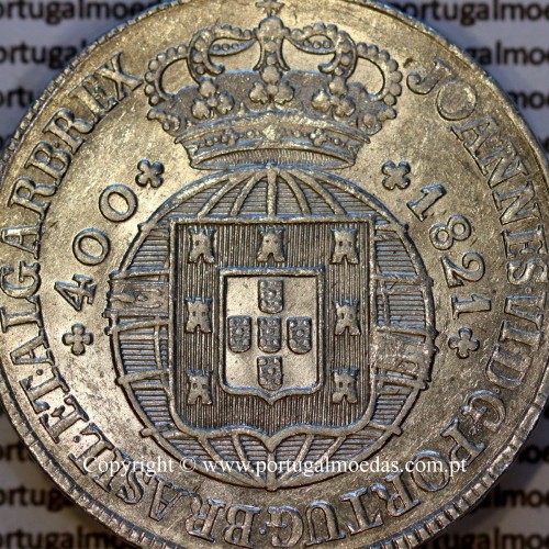 Portugal Cruzado Novo silver 1821 João VI — Obverse Detail — Ref. MQ.4D.AG.J6.12.13.A4 — Grade: UNC
