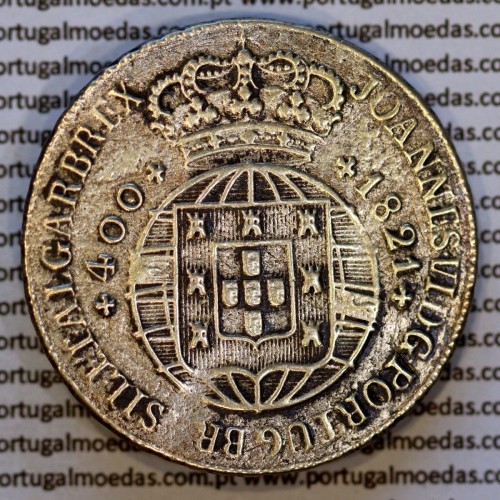 Portugal Cruzado Novo silver 1821 João VI — Obverse — MQ.4D.AG.J6.12.13.C4 — Grade: Fine-surface alterations