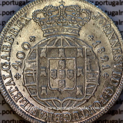 Cruzado Novo prata 1821 D. João VI — Detalhe do Anverso — Ref. MQ.4D.AG.J6.12.04.A1 — Estado: Soberba