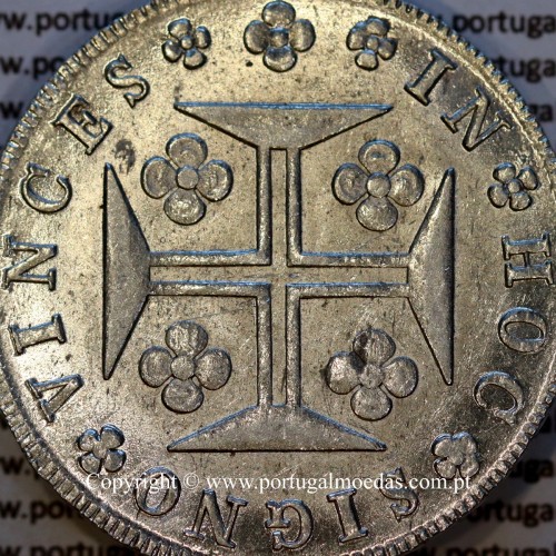 Portugal Cruzado Novo silver 1821 João VI — Reverse Detail — Ref. MQ.4D.AG.J6.12.04.A1 — Grade: UNC