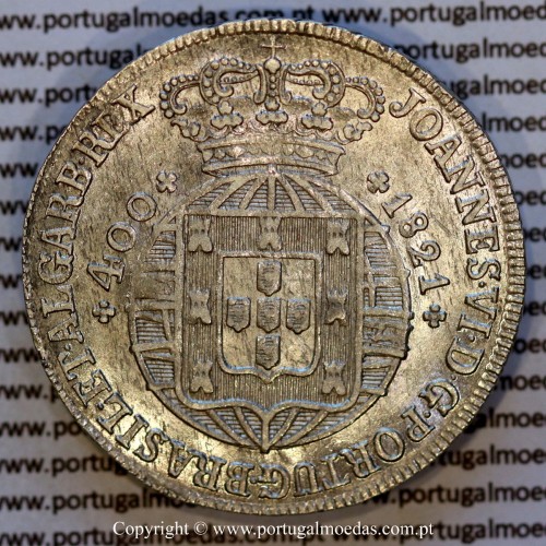 Portugal Cruzado Novo silver 1821 João VI — Obverse — Ref. MQ.4D.AG.J6.12.04.A2 — Grade: UNC