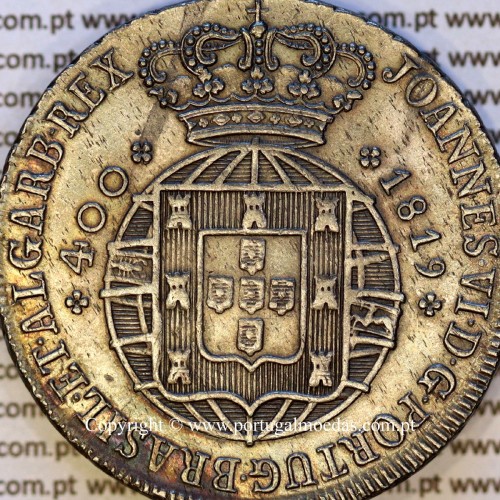 Portugal Cruzado Novo silver 1819, King João VI — Obverse detail — Ref. MQ.4D.AG.J6.12.02.A3 — Grade: XF/EF
