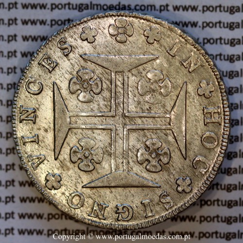 Portugal Cruzado Novo silver 1822, King João VI — Reverse — Ref. MQ.4D.AG.J6.12.05.A3 — Grade: EF/UNC