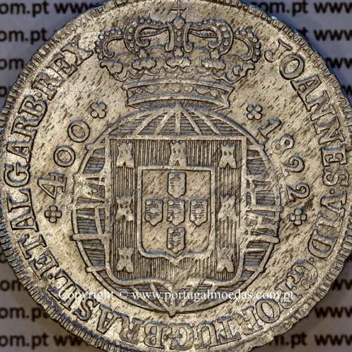 Portugal Cruzado Novo silver 1822, King João VI — Obverse detail — Ref. MQ.4D.AG.J6.12.05.A3 — Grade: EF/UNC