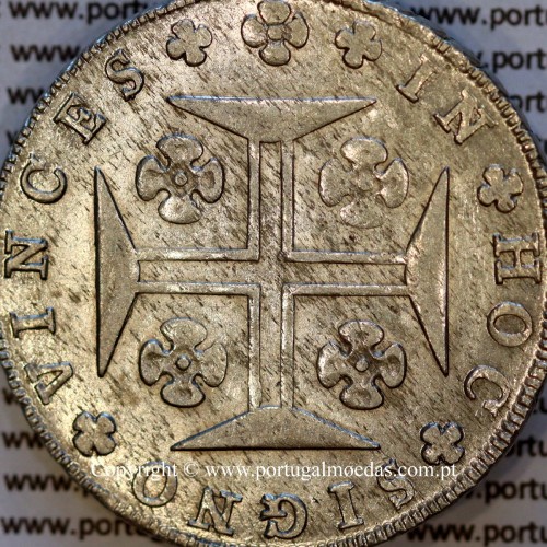 Portugal Cruzado Novo silver 1822, King João VI — Reverse detail — Ref. MQ.4D.AG.J6.12.05.A3 — Grade: EF/UNC