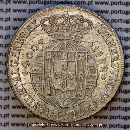 Portugal Cruzado Novo silver 1822, King João VI — Obverse — Ref. MQ.4D.AG.J6.12.05.A1 — Grade: UNC