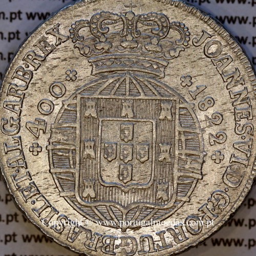 Portugal Cruzado Novo silver 1822, King João VI — Obverse detail — Ref. MQ.4D.AG.J6.12.05.A1 — Grade: UNC