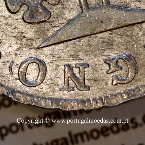 Portugal Cruzado Novo silver 1822, King João VI — Reverse detail 2— Ref. MQ.4D.AG.J6.12.05.A1 — Grade: UNC