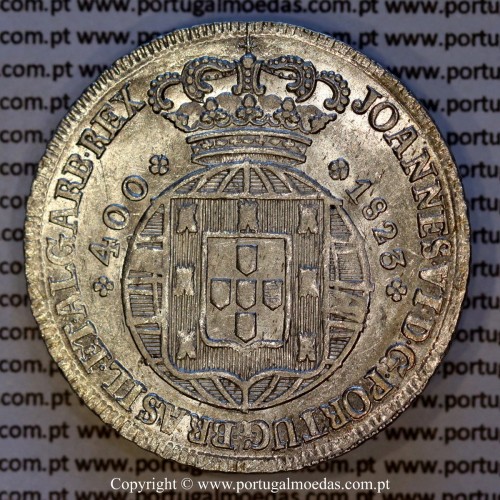Portugal Cruzado Novo silver 1823, King João VI — Obverse — Ref. MQ.4D.AG.J6.12.06.A3 — Grade: UNC