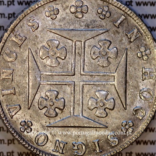 Cruzado Novo prata 1823 D. João VI — Detalhe reverso — Ref. MQ.4D.AG.J6.12.06.A3 — Estado: Soberba