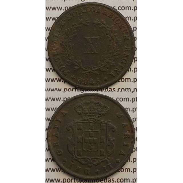 MOEDA X REIS COBRE 1845 (MBC) - D.MARIA II