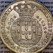 Cruzado Novo prata 1823 D. João VI — Detalhe anverso — Ref. MQ.4D.AG.J6.12.06.A2 — Estado: Soberba