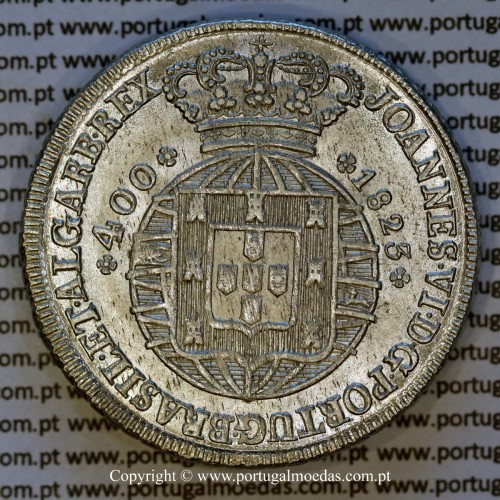 Portugal Cruzado Novo silver 1823, King João VI — Obverse — Ref. MQ.4D.AG.J6.12.06.A1 — Grade: UNC