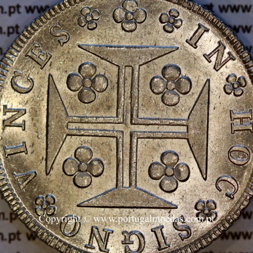 Cruzado Novo prata 1823 D. João VI — Detalhe reverso — Ref. MQ.4D.AG.J6.12.06.A1 — Estado: Soberba