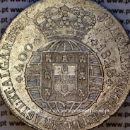 Portugal Cruzado Novo silver 1823, King João VI — Obverse detail — Ref. MQ.4D.AG.J6.12.16.A1 — Grade: EF/UNC