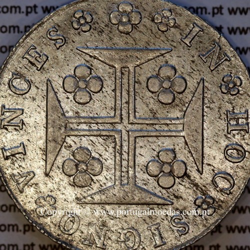 Portugal Cruzado Novo silver 1823, King João VI — Reverse detail — Ref. MQ.4D.AG.J6.12.16.A1 — Grade: EF/UNC