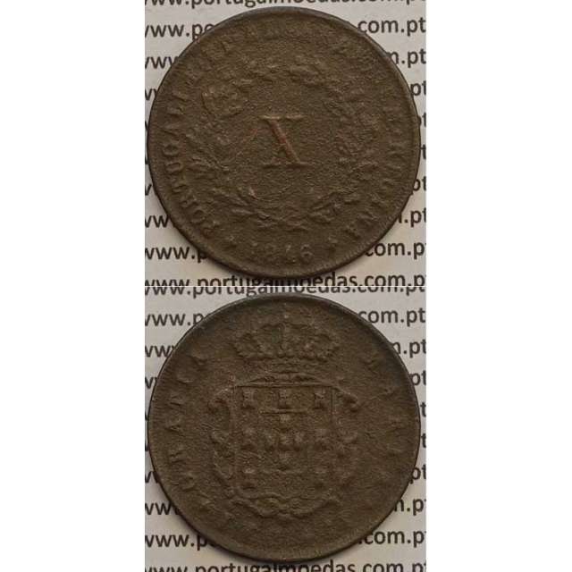 MOEDA X REIS COBRE 1846 (BC) - D.MARIA II