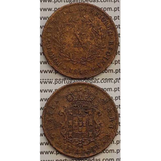 MOEDA X REIS COBRE 1846 (BC+) - D.MARIA II