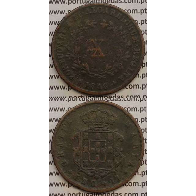 MOEDA X REIS COBRE 1846 (BC) - D.MARIA II